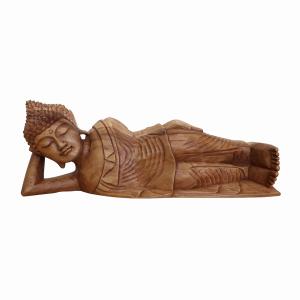 涅槃像 ブッダの木彫り 50cm スワール無垢材 涅槃仏像 釈迦入滅 木製 Nirvana Buddha statue 080782｜asiantique