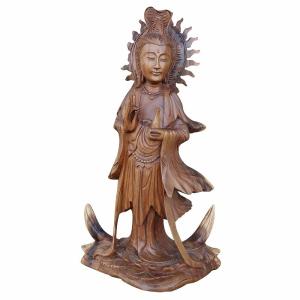 ガネーシャの木彫り 59cm スワール無垢材 木製 夢をかなえるゾウ