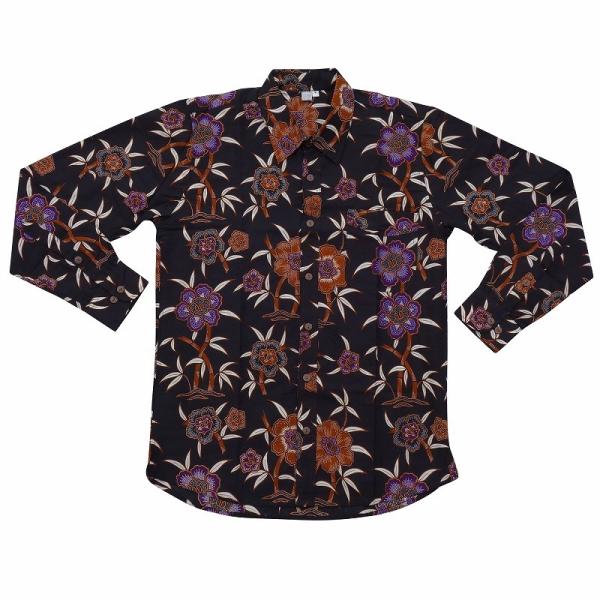 バティックシャツ 長袖シャツ アジアン バリ島 民族衣装 ジャワ更紗 エスニック 服 メンズ レディ...