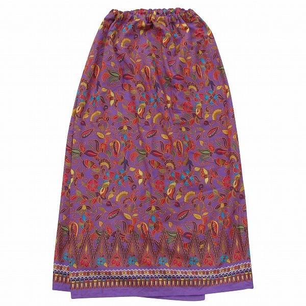 バティックサロン コットン スカート シンガポール航空CA制服風柄 マレーシア民族衣装 パープル【メ...