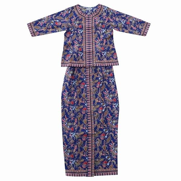 サロンケバヤ シンガポール航空 キャビンアテンダント制服風 ジャケット＆スカート セットアップ ブル...