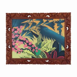 油絵　ハワイアン絵画プルメリア　アジアンリゾートバリ プルメリアの絵 ホワイト 42X52 絵画 花の絵 リゾート ハワイアン