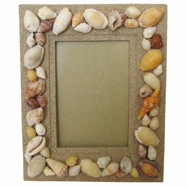 シェルのフォトフレーム  L判サイズ収納【写真立て 写真入れ 額縁 海 ビーチリゾート 貝殻 砂浜 ...
