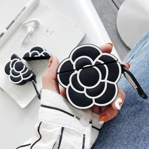 Apple Air Pods AirPods1 AirPods2 エアーポッズ 充電ケース専用保護ケース 山茶花 バラ ソフトシリコンタイプ 落下防止リング付き｜asianzakka