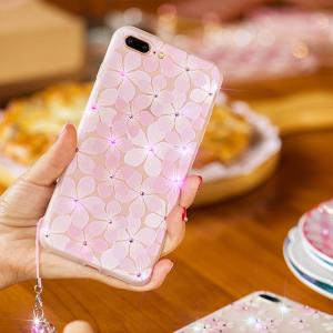 iPhone8ケース iPhone7ケース サクラ&ラインストーンB TPUセミクリア ソフトケース ソフトケース ソフトカバー ソフトタイプ フラワーガーデン｜asianzakka