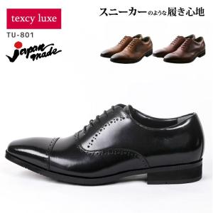 日本製 本革ビジネスシューズ texcy luxe japan made 内羽根式 ストレートチップ 2E相当 TU-801  メンズビジネス