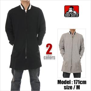 ベンデイビス ジャケット BEN DAVIS ジャケット メンズ スウェット ジャケット コート BEN DAVIS BENCH WORKER SWEAT JACKET ロング丈 (グレー ブラック)｜asis