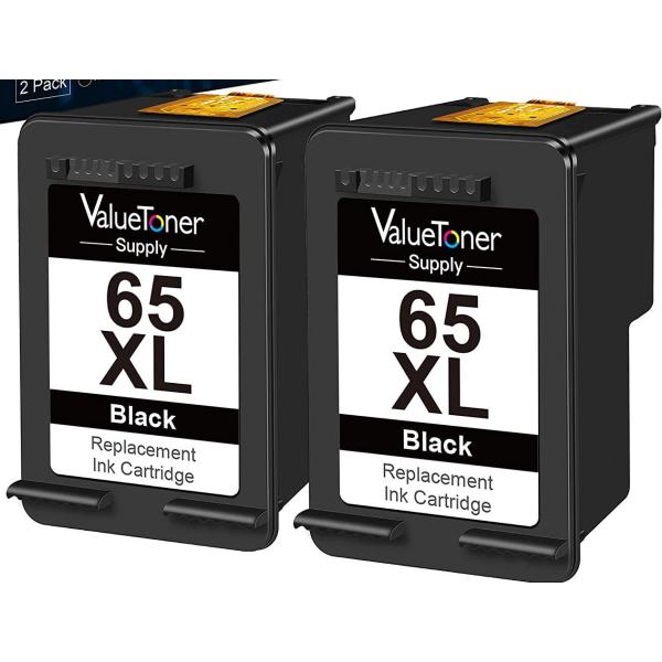 HP65XL互換  最新型 黒２個組 増量版 Black+Tri-color ENVY5020対応リ...