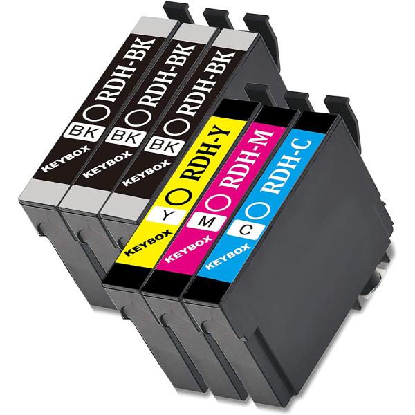 RDH-4CL 黒3個+カラー３色 計６個 エプソン互換インクカートリッジ リコーダー ICチップ付...