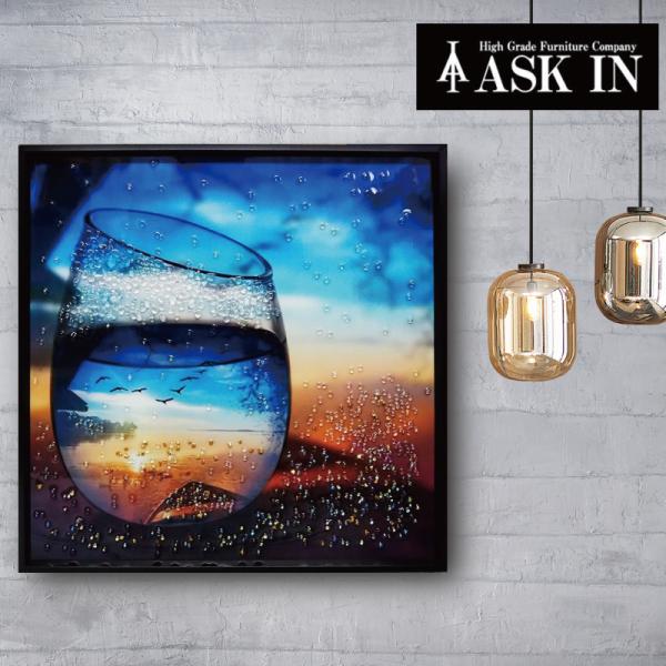 クリスタルアート ブルーグラス348 アートパネル 41x41cm 写真 ビーチ サンセット おしゃ...