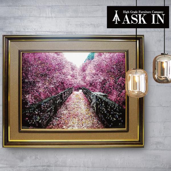 クリスタルアート チェリーブリッジ11 アートパネル 65x55cm 写真 おしゃれ  桜 キラキラ...