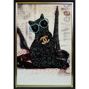アートフレーム 猫 ファンキーキャット キラキラアート ウォールデコ