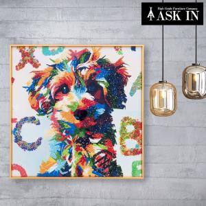 クリスタルアート ポップトイプー 51x51cm トイプードル 犬 おしゃれ 可愛い ゴージャス 新築祝い カラフル プレゼント お祝い ギフト 記念日 誕生日 アスクイン