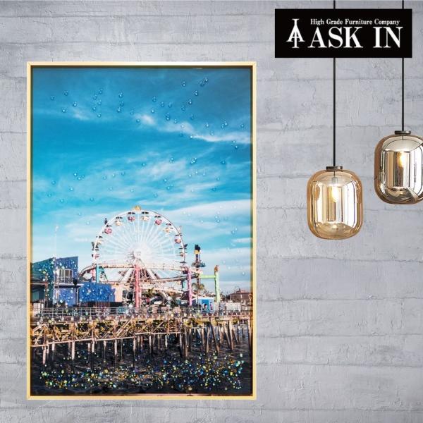 クリスタルアート サンタモニカ 41x61cm 猫 観覧車 遊園地 可愛い アメリカ USA おしゃ...