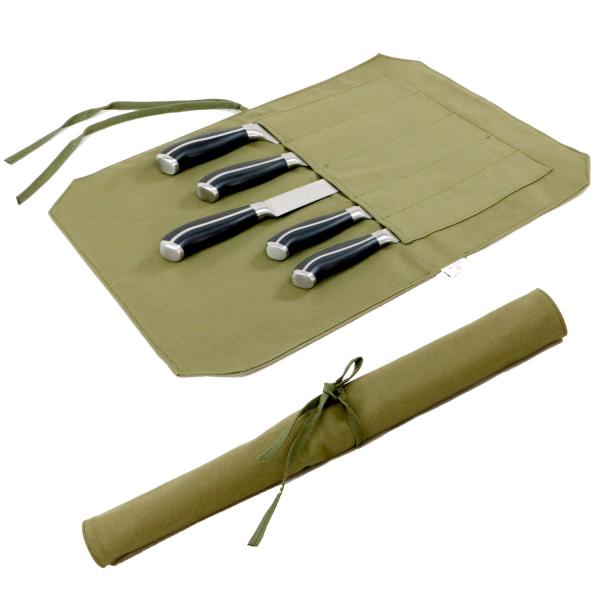 SAFEARK 包丁ケース 持ち運びできる布巻きタイプ 5本収納