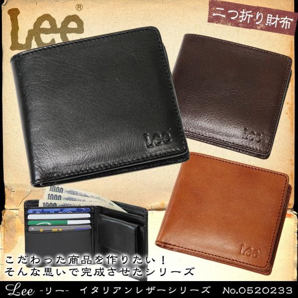 二つ折り財布メンズ 革 ブランド 小銭入れ 本革 Lee リー Italian Leather イタ...
