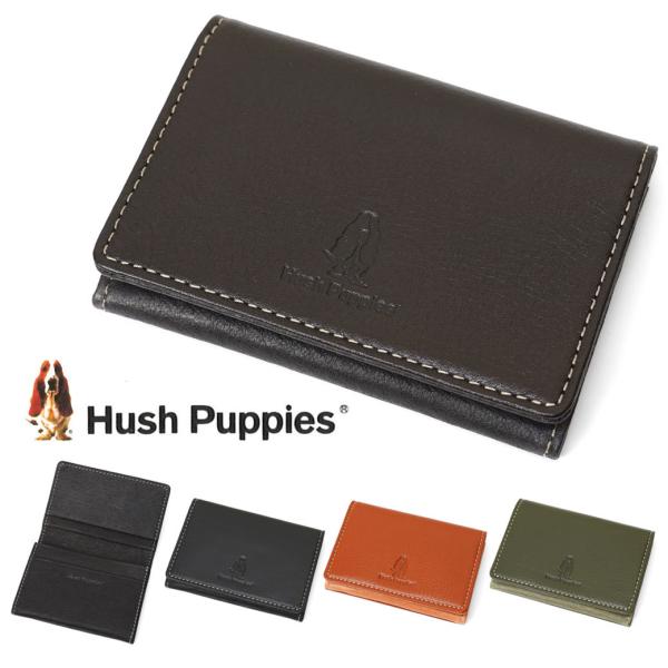 名刺入れ Hush Puppies ハッシュパピー ニック 本革 名刺ケース レザー 小物 牛革 カ...