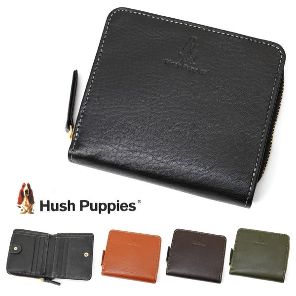 二つ折り財布 メンズ Hush Puppies ハッシュパピー ニック 本革 レザー ラウンドファス...