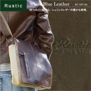 ショルダーバッグ メンズ 軽量 ブランド 日本製 Rustic ラスティック ホワイトブルー・レザー 斜めがけバッグ メンズショルダーバッグ 30代 40代 50代｜askashop