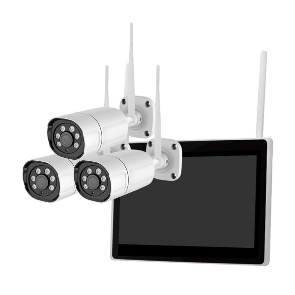 SEC-W-ML3CH-10L-1T - 300万画素ワイヤレスカメラ3台+10インチモニター一体型...