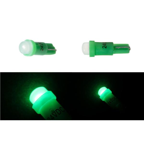 高輝度LEDウェッジ球　T5サイズ　グリーン（緑）　2個セット　24V　（528423）