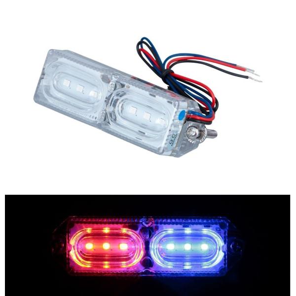 LEDツインストロボマーカー　クリア/レッド・ブルー（赤・青）　12V/24V　左右同時フラッシュと...