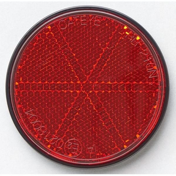 リフレクター　丸型　レッド（赤）　黒ベース　両面テープ固定タイプ　反射板