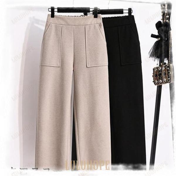 【特価】レディース ワイドパンツ 九分丈 秋冬 ボトムス ハイウエスト 着やせ 自然に体型カバー サ...