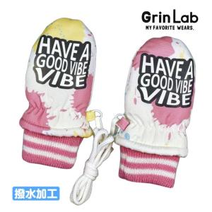 (メール便送料無料)スノー ミトン 撥水加工 ベビー キッズ 女の子 ロゴ 紐付き 裏ボア グローブ