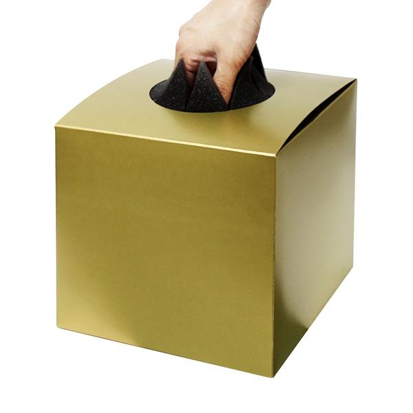抽選箱 金 ゴールド 無地タイプ 高さ18.5cm×20cm×20cm 目隠しシート付 底板紙付き ...