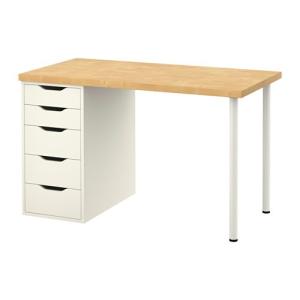 IKEA・イケア テーブル・オフィス家具 LINNMON/ ALEX テーブル, バーチ, ホワイト, 120x60 cm (090.471.16)｜asobinointerior