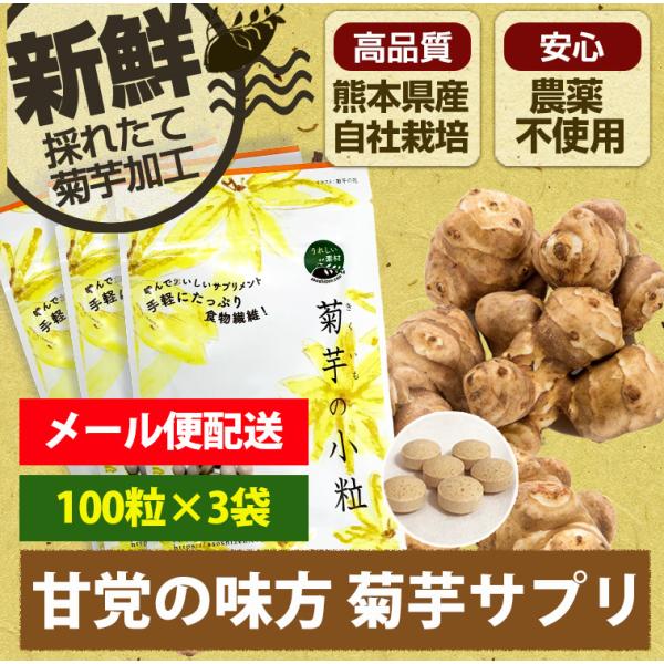 菊芋の小粒 お得3袋セット 菊芋 サプリ サプリメント イヌリン 水溶性食物繊維 農薬不使用 国産 ...