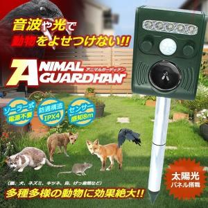 アニマルガーディアン 音波 光 害獣 追い払う ソーラー式 太陽光パネル搭載 防滴 猫 犬 ネズミ キツネ 鳥 げっ歯類 庭 ガーデニング ET-ANIGADIAN