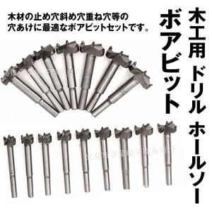 木工用 ドリル ホールソー 16本セット ボアビット 穴あけ 掘削 止め穴 斜め穴 重ね穴 DORIMOKO