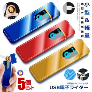 5個セット 電子ライター USB ターボライター プラズマライター 充電 アーク コンパクト USB充電式 プラズマ ライター 小型 ガス オイル 不要 防風 DERAI｜aspace