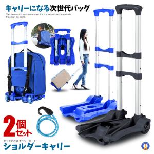 2個セット ショッピングカート 2輪 2WAY リュック バッグ キャリー 買い物 カート 折り畳み可能 軽量 アルミ アウトドア SHOURYUCAN｜aspace