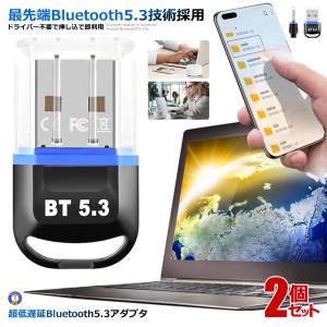 2個セット Bluetooth5.3 USB アダプタドライバー不要 挿し込 即利用  超低遅延 超小型 無線 省電力 EDR LE対応 Windows 対応 BT804BL｜aspace