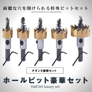 穴あけドリルビット5点セット チタンタイプ DIY 木板
