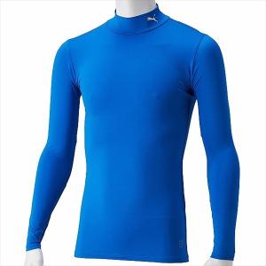 [PUMA]プーマ コンプレッション 長袖モックネックシャツ (656331)(02) エレクトリック ブルー レモネード/ホワイト｜aspo