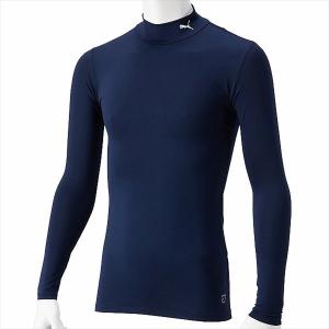 [PUMA]プーマ コンプレッション 長袖モックネックシャツ (656331)(06) ピーコート/プーマ ホワイト｜aspo