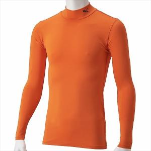 [PUMA]プーマ コンプレッション 長袖モックネックシャツ (656331)(08) ゴールデン ポピー/プーマ ブラック｜aspo
