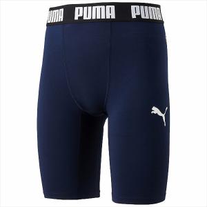 【1点までメール便可】 [PUMA]プーマ コンプレッション ジュニアショートタイツ (656334)(06) ピーコート/プーマ ホワイト｜aspo