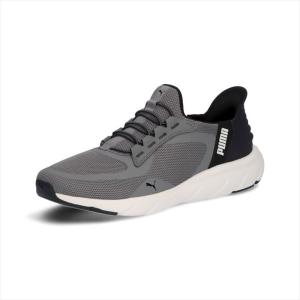 [puma]プーマ 立ったまま楽に履けるシューズ SOFTRIDE フレックス レース EASE IN ワイド (309901)(05) フラット ミディアム グレー/フラット ダーク グレー｜aspo