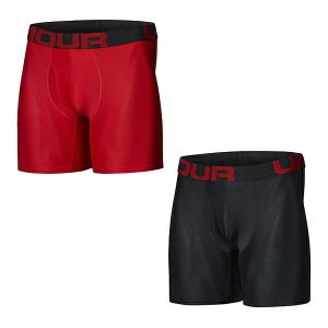 [UNDER ARMOUR]アンダーアーマー メンズ ウェア テック 6インチ ボクサーパンツ 2枚セット (1358556)(601)レッドブラック｜aspo