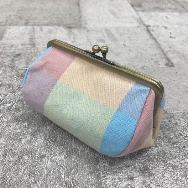 がま口 福 / 格子柄・薄色