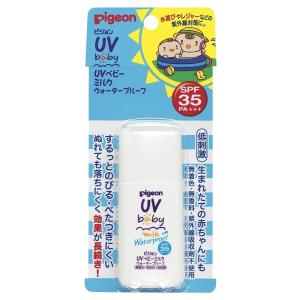 ☆送料無料☆ ピジョン UVベビーミルク ウォータープルーフ SPF35 PA+++ 30g (0ヵ月~)｜assetplan-2