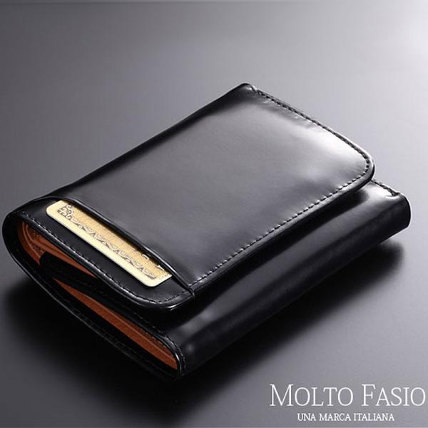 コードバン × ブルレザー 財布 メンズ 馬革 三つ折り 財布 カードスライダー 馬革 牛革 レザー...