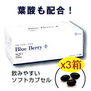 ブルーベリープラス x3箱セット クロセチン・ルティン・葉酸配合　ssi健康食品｜assi