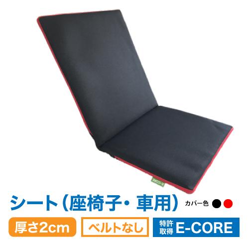 車座席・椅子用シート 水洗いOK 日本製E-CORE 腰痛対策 (厚さ２cm、座部分45×40cm ...