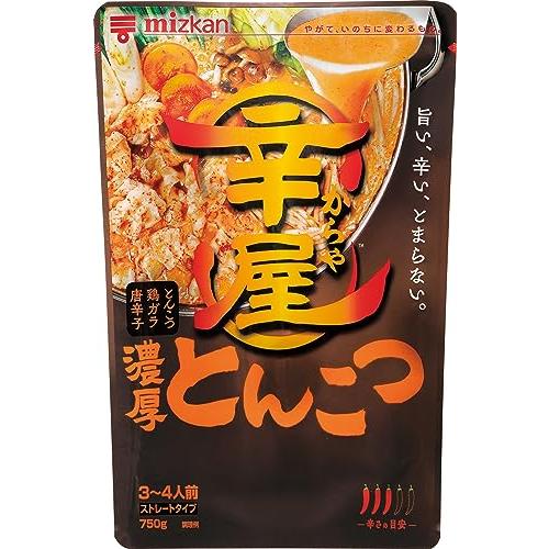 ミツカン 辛屋 濃厚とんこつ 鍋つゆ ストレート 750g×4袋 鍋の素